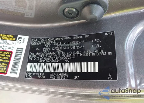 2021 Toyota Sienna Xle из США, поврежденный, VIN 5TDYSKFC6MS012649